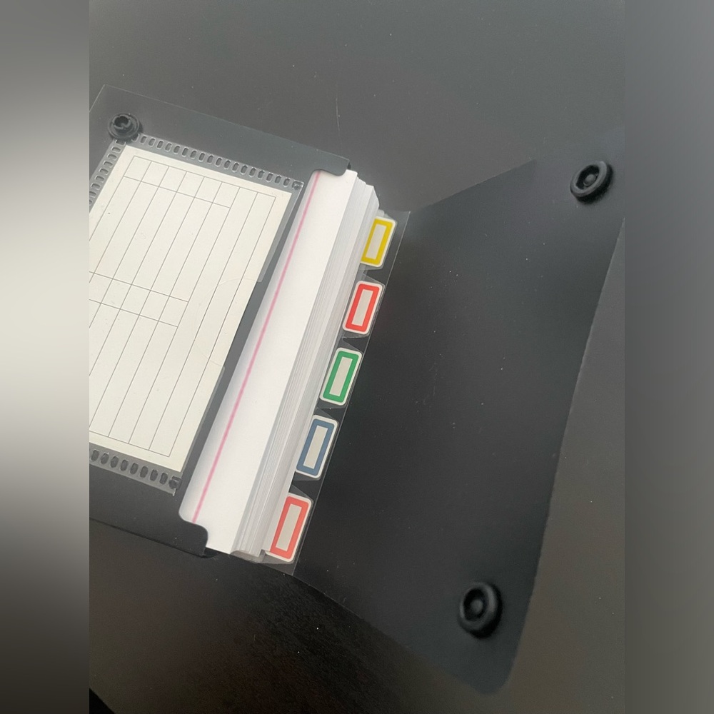 Black Index Card Organizer with Multicolor Tabs